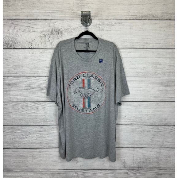 Hybrid Apparel Ford Gray Mustang Faded Graphic Men's T-Shirt Size 4XB - Picture 1 of 6